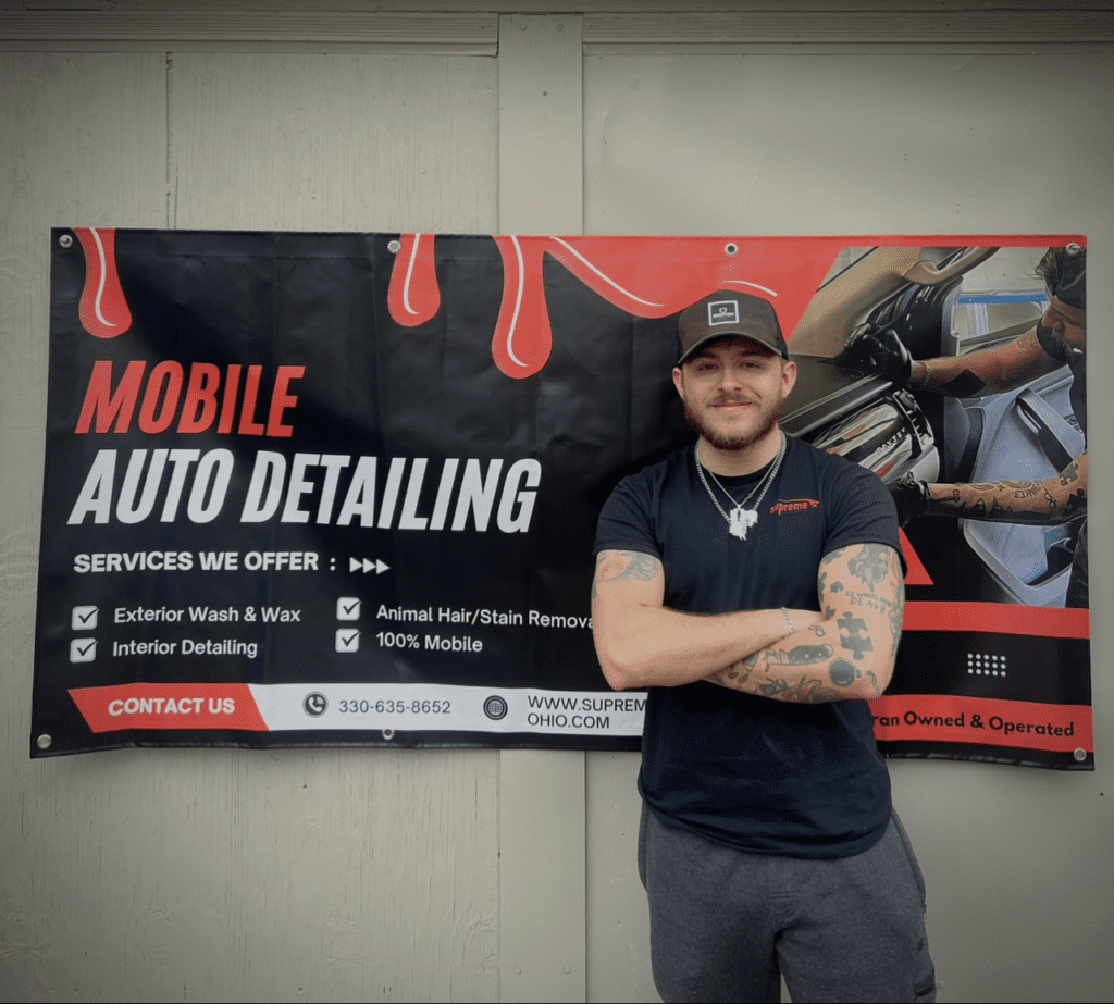 Mobile detailing technician at work in Medina Ohio