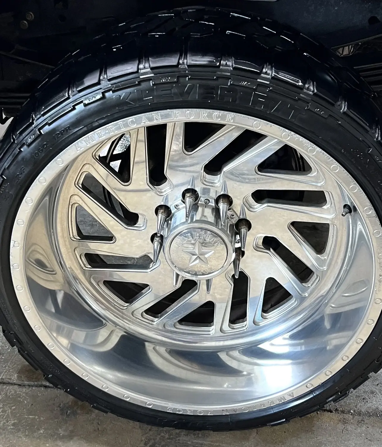 Detailed wheels and tires on car